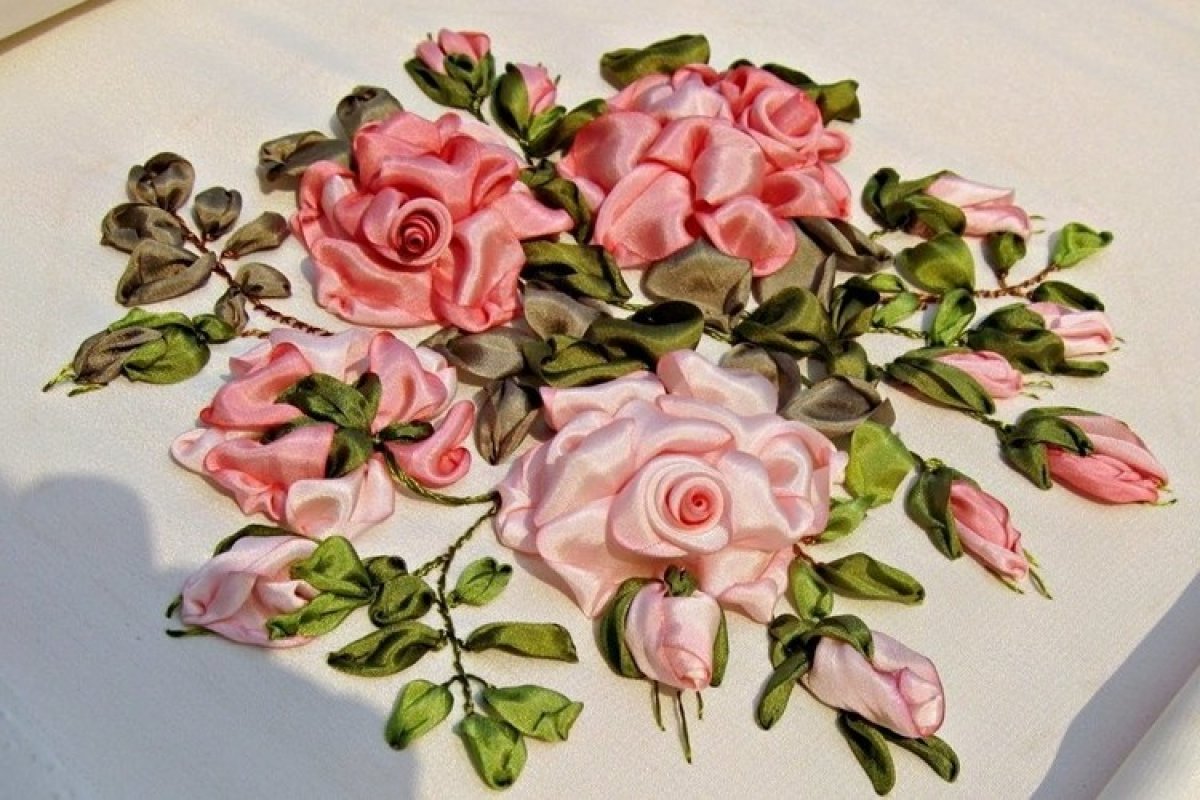 Самый подробный мастер-класс по Вышивке лентами розы embroider a ribbon rose 如何绣带玫瑰 роза из лент