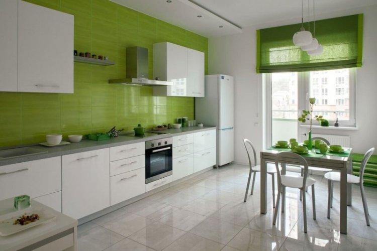 Бело-зеленая кухня - Дизайн интерьера