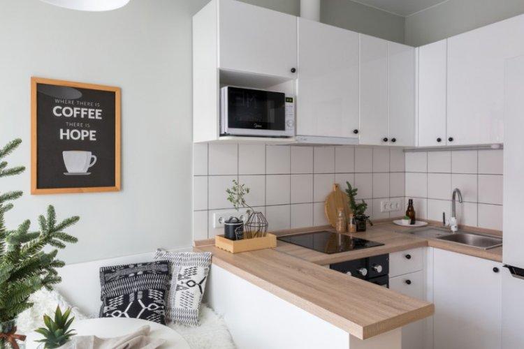 Белая угловая кухня - дизайн интерьера фото