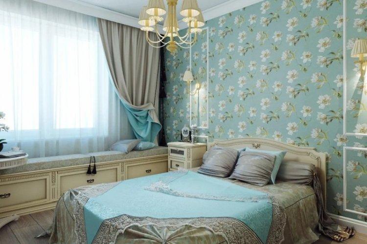 Бирюзовая спальня в стиле прованс - Дизайн интерьера