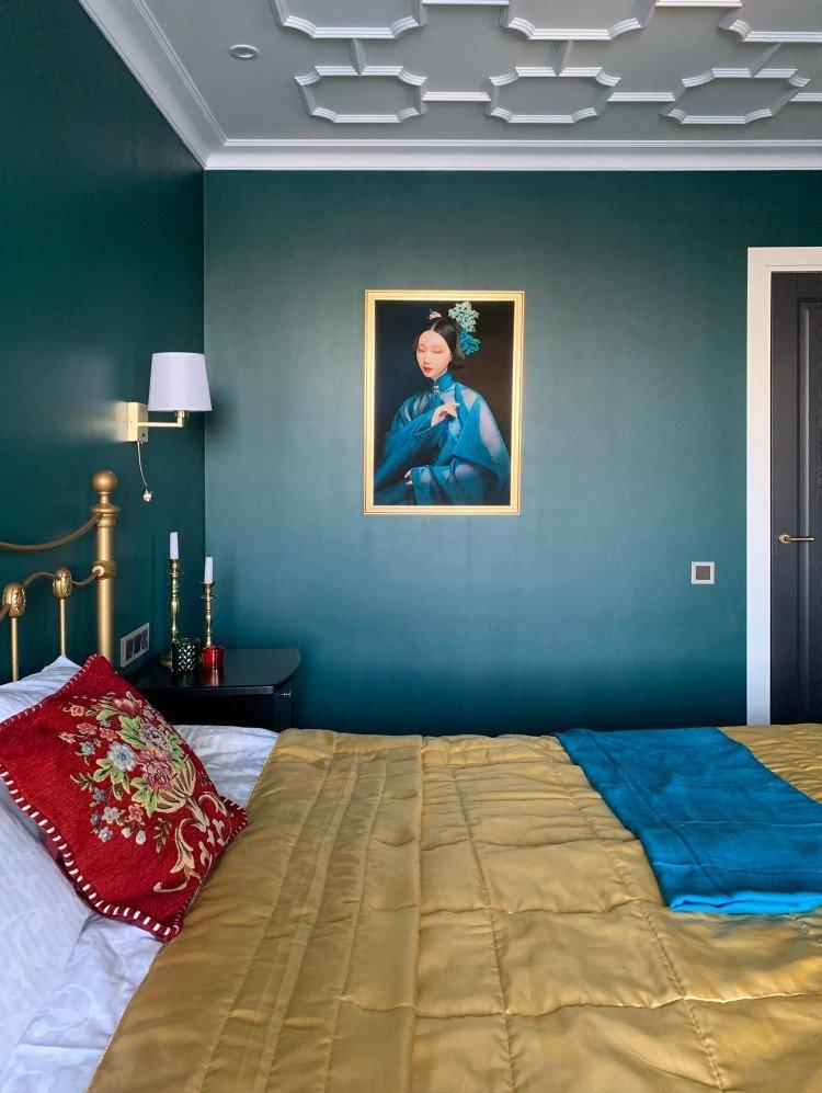 Спальня в бирюзовом цвете – дизайн интерьера фото