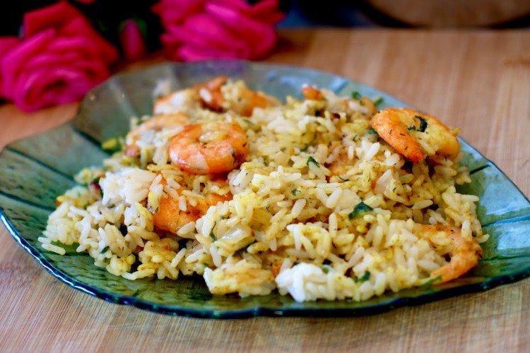 Сладкий рис с креветками и рукколой - Блюда из риса рецепты