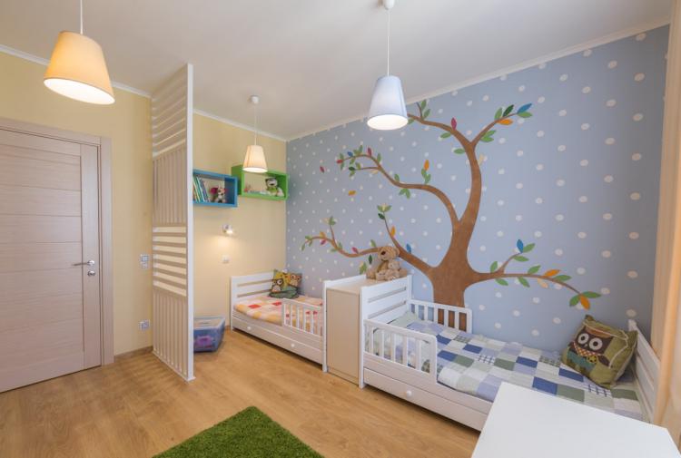 Дизайн интерьера детской комнаты для разнополых детей - фото