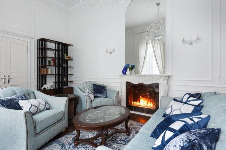 Белая гостиная в классическом стиле - Дизайн интерьера