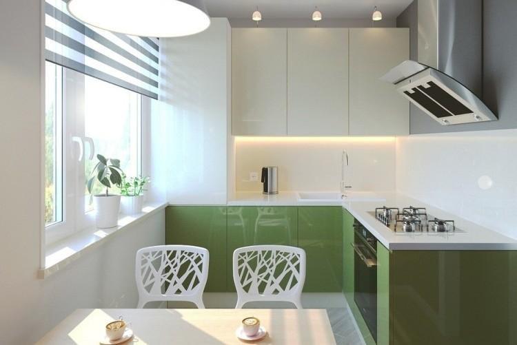 Зеленая кухня 2 на 3 метра - Дизайн интерьера