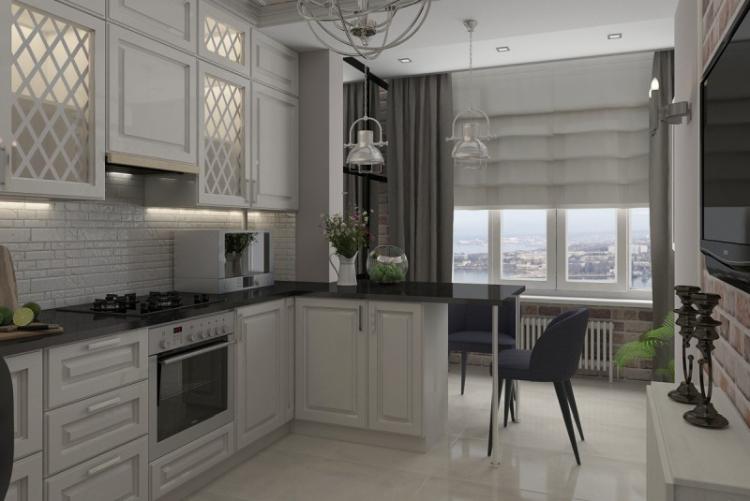 Кухня, совмещенная с балконом - дизайн интерьера фото