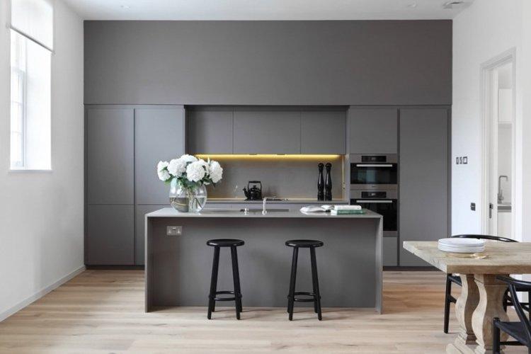Серая кухня в стиле минимализм - Дизайн интерьера