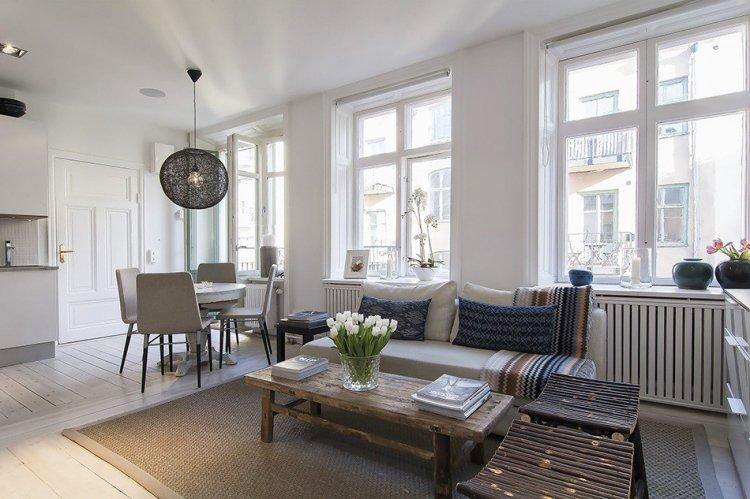 Классическая стокгольмская студия - Дизайн квартиры в скандинавском стиле
