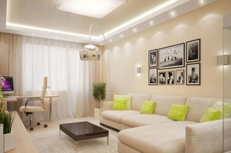 Правильное освещение - Дизайн однокомнатной квартиры 40 кв.м.