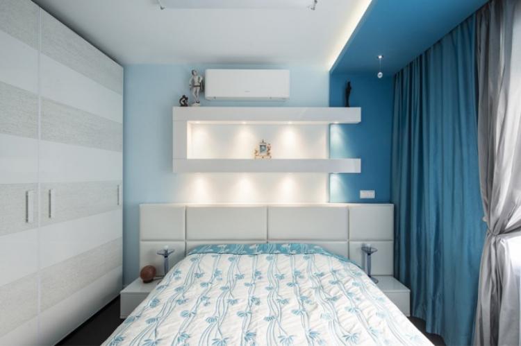 Синяя спальня 10 кв.м. - Дизайн интерьера