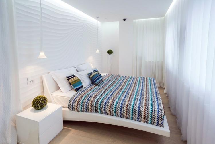 Дизайн спальни 12 м2 в светлых тонах современный стиль
