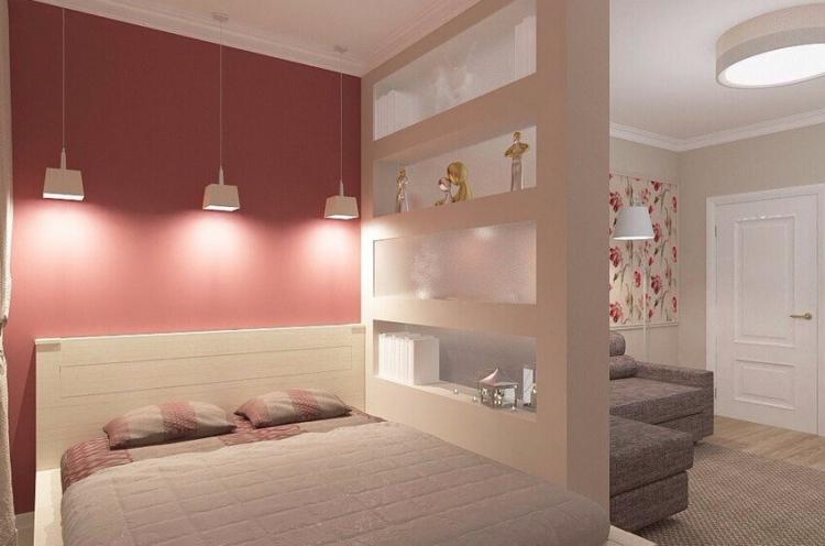 Освещение и подсветка - Дизайн гостиной, совмещенной со спальней