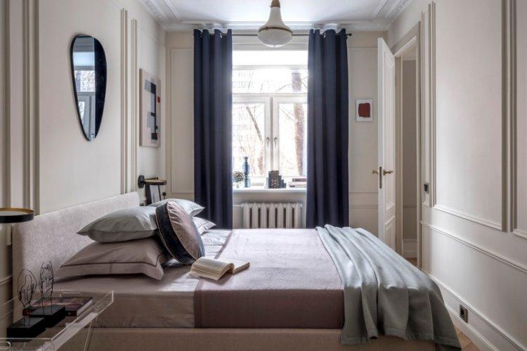 Узкая спальня в классическом стиле - Дизайн интерьера