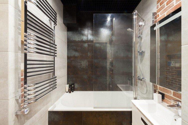 Узкая ванная в стиле лофт - Дизайн интерьера