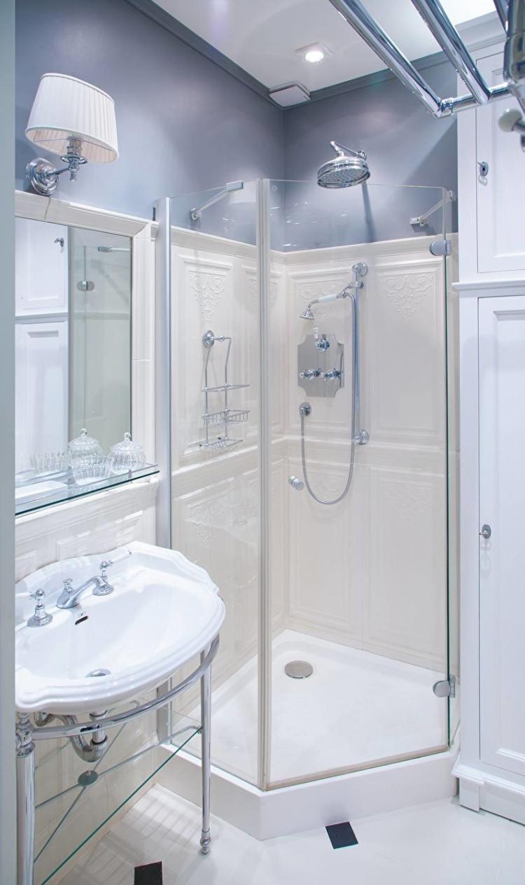 Узкая ванная комната - дизайн интерьера фото