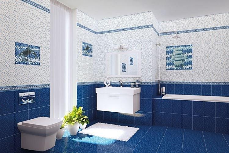 Дизайн синей ванной комнаты 2021