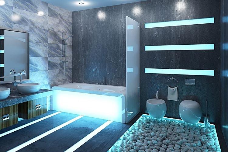 Дизайн ванной комнаты 2021 в стиле хай-тек