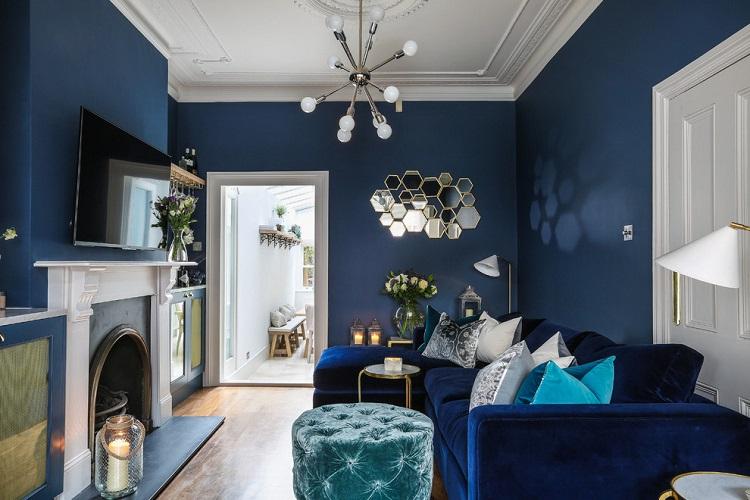 Синий зал в квартире - Дизайн интерьера