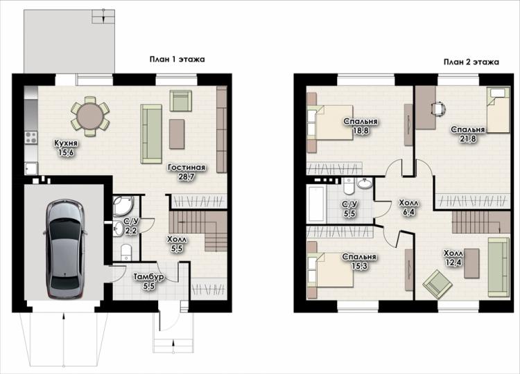 Варианты планировки двухэтажного дома