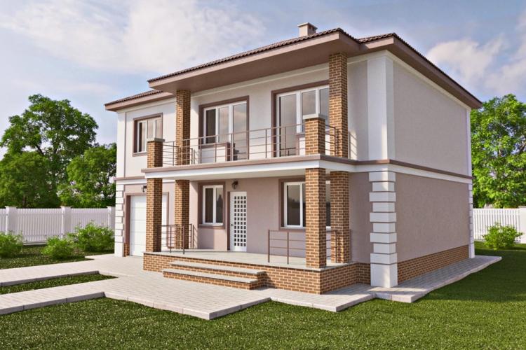 Двухэтажные дома с балконом - проекты и фото