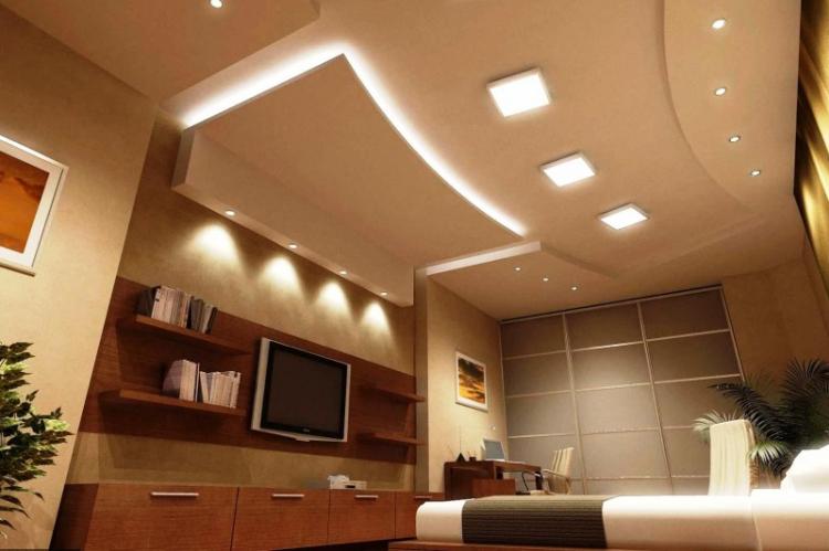 Накладные светильники - Освещение и подсветка двухуровневого натяжного потолка