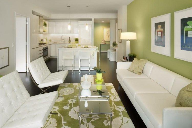 Фисташковый цвет в гостиной - дизайн фото
