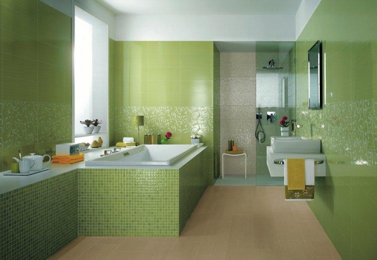 Фисташковый цвет в ванной комнате - дизайн фото