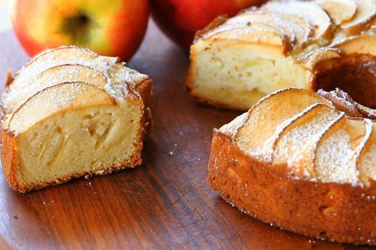 Творожный кекс с яблоками