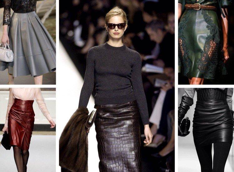 Модные кожаные юбки 2021 - фото и идеи
