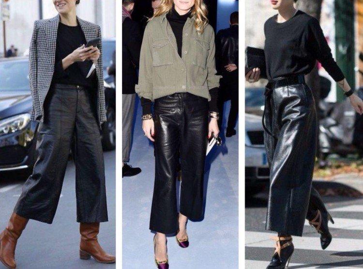 Кожаные штаны женские свободные с высокой талией с чем носить