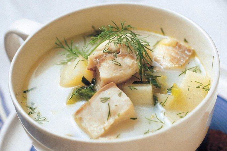 Молочный суп с рыбой