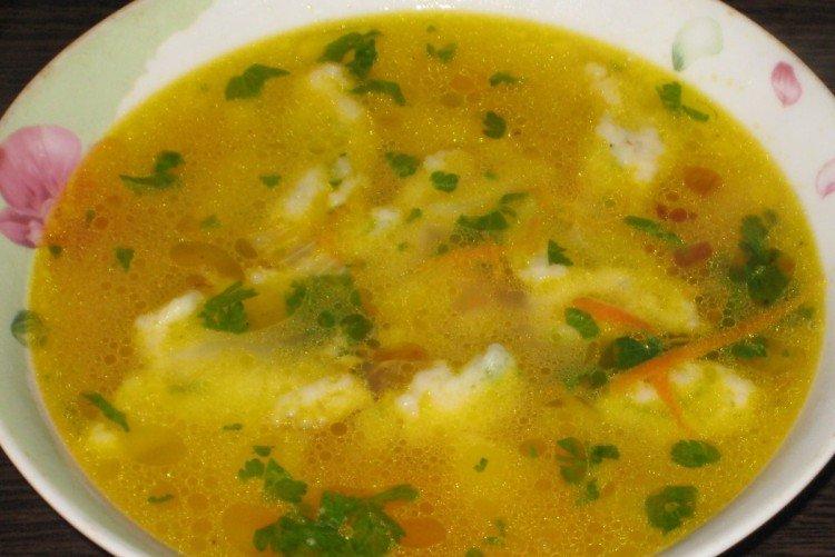 Суп с галушками из кукурузной муки