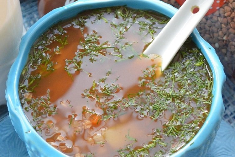 Овощной суп с гречкой и квасом