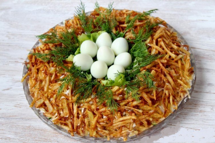 Салат гнездо глухаря рецепт с фото пошагово