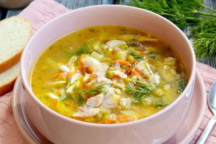 ПП суп с булгуром и зеленым горошком