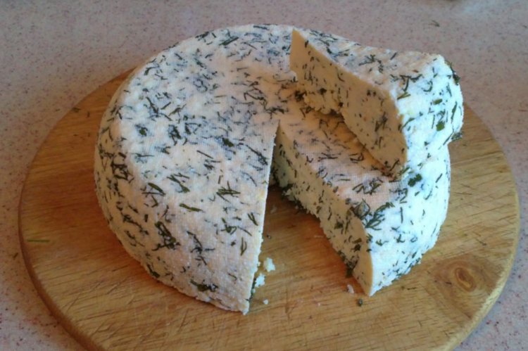 Сыр из кефира с зеленью