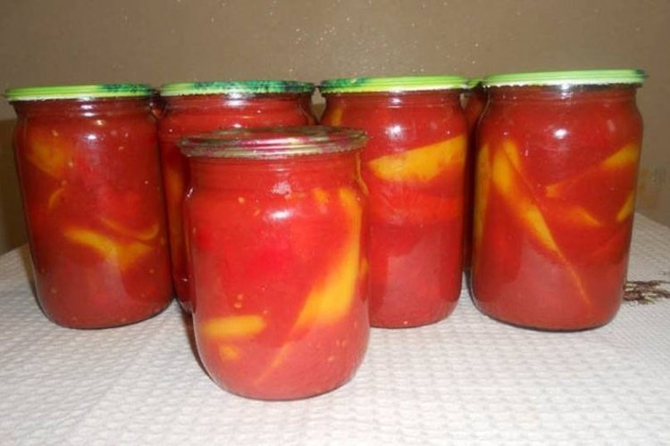 Жареный болгарский перец в томатном соке