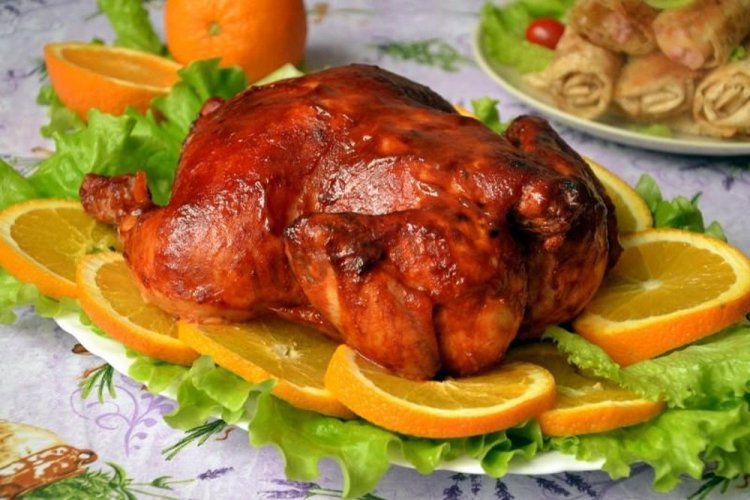 Курица-гриль с апельсинами в духовке