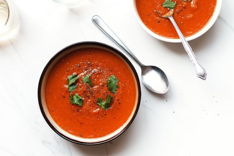 Томатный суп-пюре из запеченных помидоров