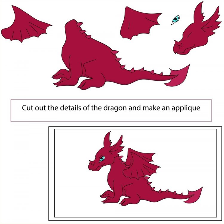 Аппликация дракона по трафарету