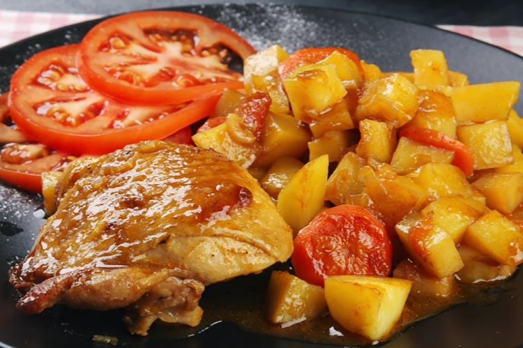 Курица с картошкой в медово-соевом соусе