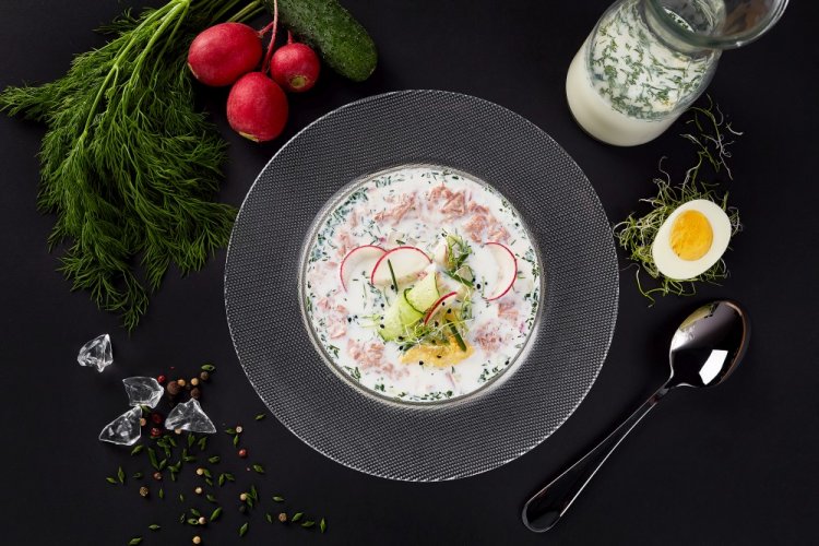 Окрошка с мясом на айране Окрошка с мясом на айране