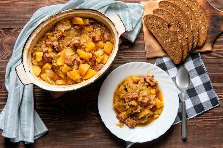 Свиное сердце с картошкой и капустой Свиное сердце с картошкой и капустой