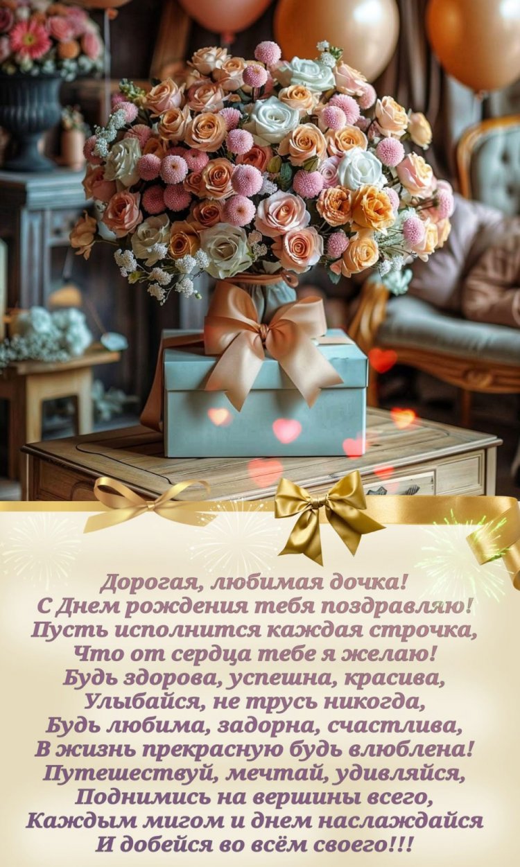 Открытки на День рождения с цветами для дочери Открытки на День рождения с цветами для дочери