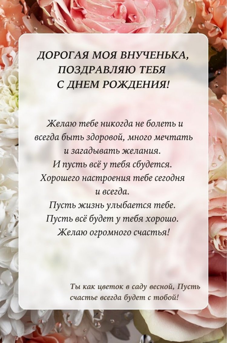 Открытки на День рождения внучке с пожеланиями Открытки на День рождения внучке с пожеланиями