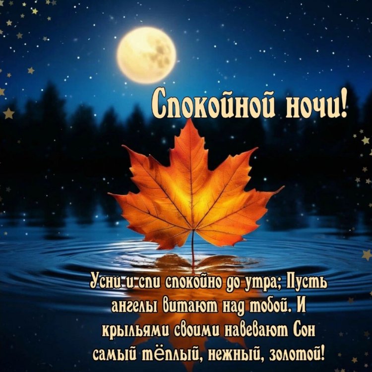 Осенние открытки «Спокойной ночи!» для женщины Осенние открытки «Спокойной ночи!» для женщины