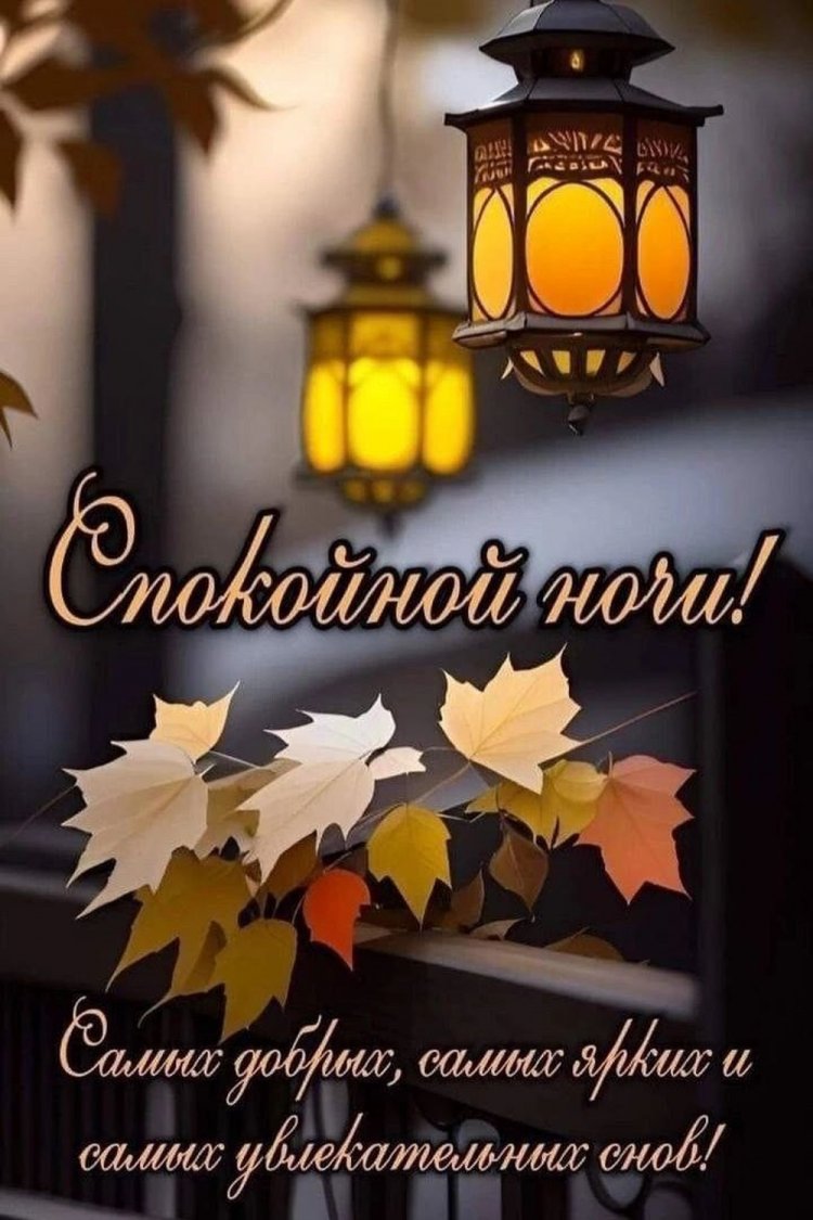 Осенние открытки «Спокойной ночи!» мужчине Осенние открытки «Спокойной ночи!» мужчине