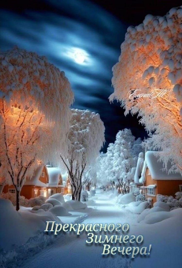 Зимние открытки «Добрый вечер!» для мужчины