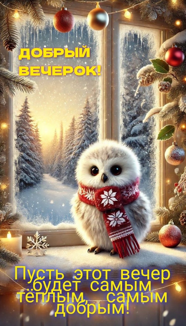 Прикольные зимние открытки и картинки «Добрый вечер!»