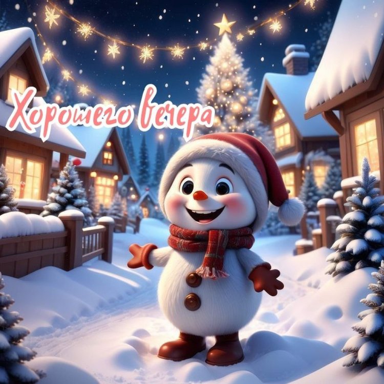 Прикольные зимние открытки и картинки «Добрый вечер!»